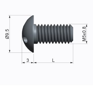 Vis M5 x 12 - Inox - Tête bombée - 3 trous – Image 2