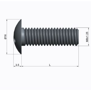 Vis M8 x 25 - Inox - Tête bombée - 3 trous – Image 2