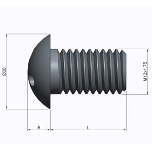 Vis M12 x 20 - Inox - Tête bombée - 3 trous – Image 2