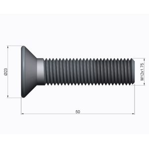 Vis M12 x 50 - Acier - Tête fraisée - 3 trous – Image 2