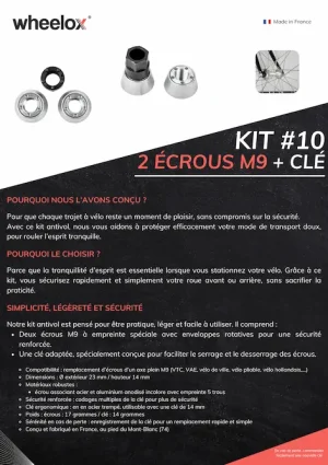 Kit écrous antivol M9 pour roues de vélo wheelox® – Image 3