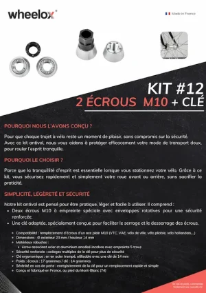 Kit écrous antivol M10 pour roues de vélo wheelox® – Image 3