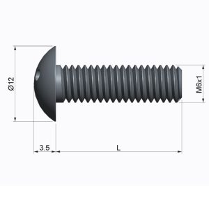 Vis M6 x 20 - Inox - Tête bombée - 3 trous – Image 2