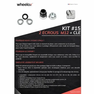 Kit écrous antivol M12 pour roues de vélo wheelox® (pas de 1.25) – Image 3