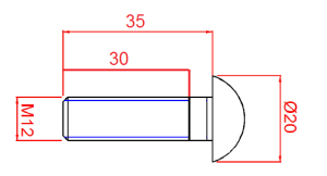 Vis M12 x 35 - Inox - Tête bombée - 3 trous – Image 2