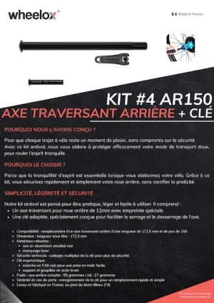 Kit antivol vélo axe traversant ARRIERE M12 wheelox® - Pas de 150 – Image 3